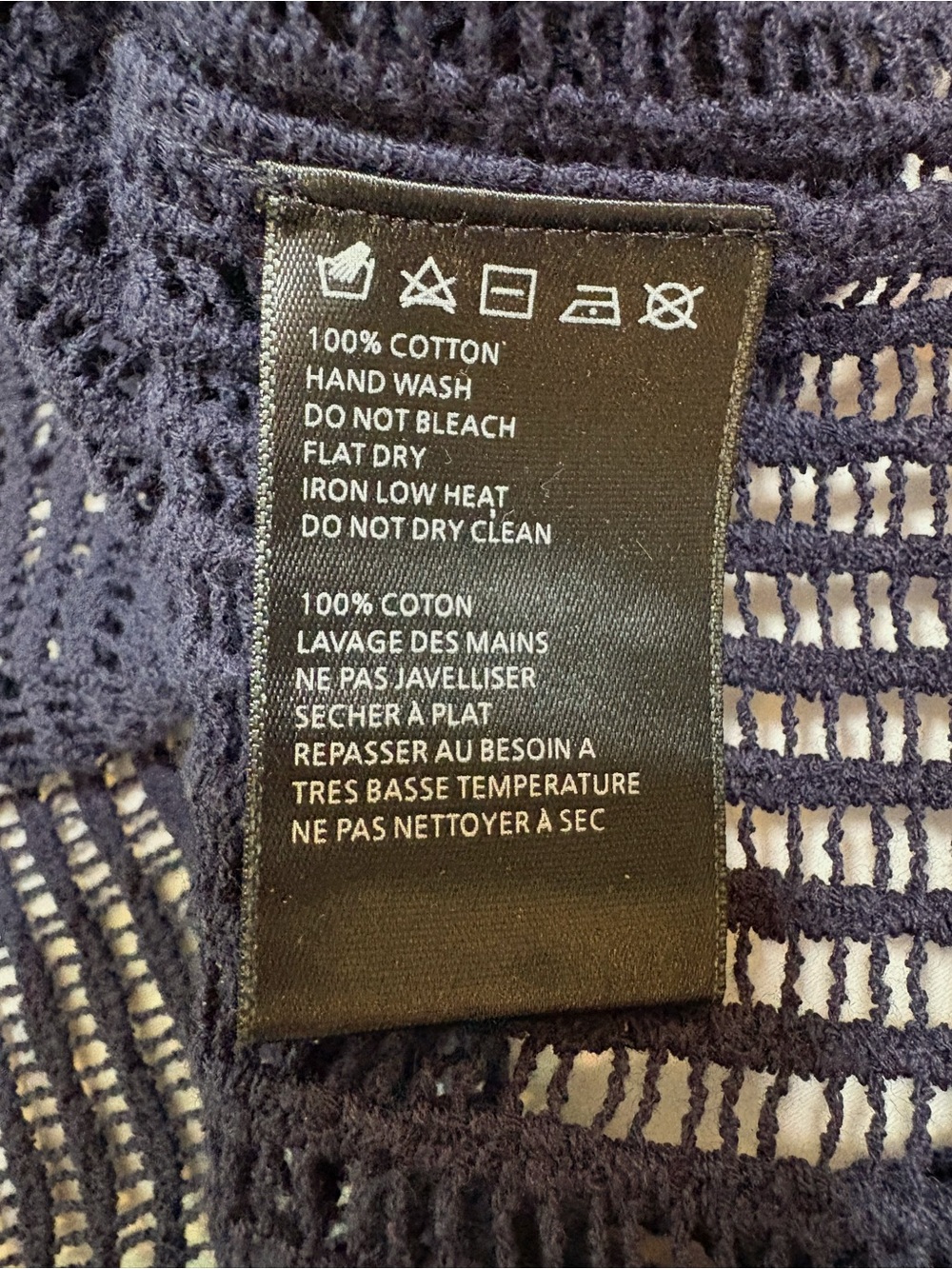 Anthropologie James Coviello Janice Crochet Lace Top Navy Blue Small S - Picture 8 of 9